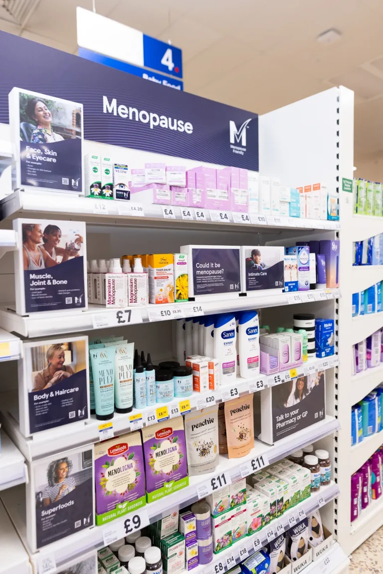 MTick menopause-friendly product bay in a Tesco store