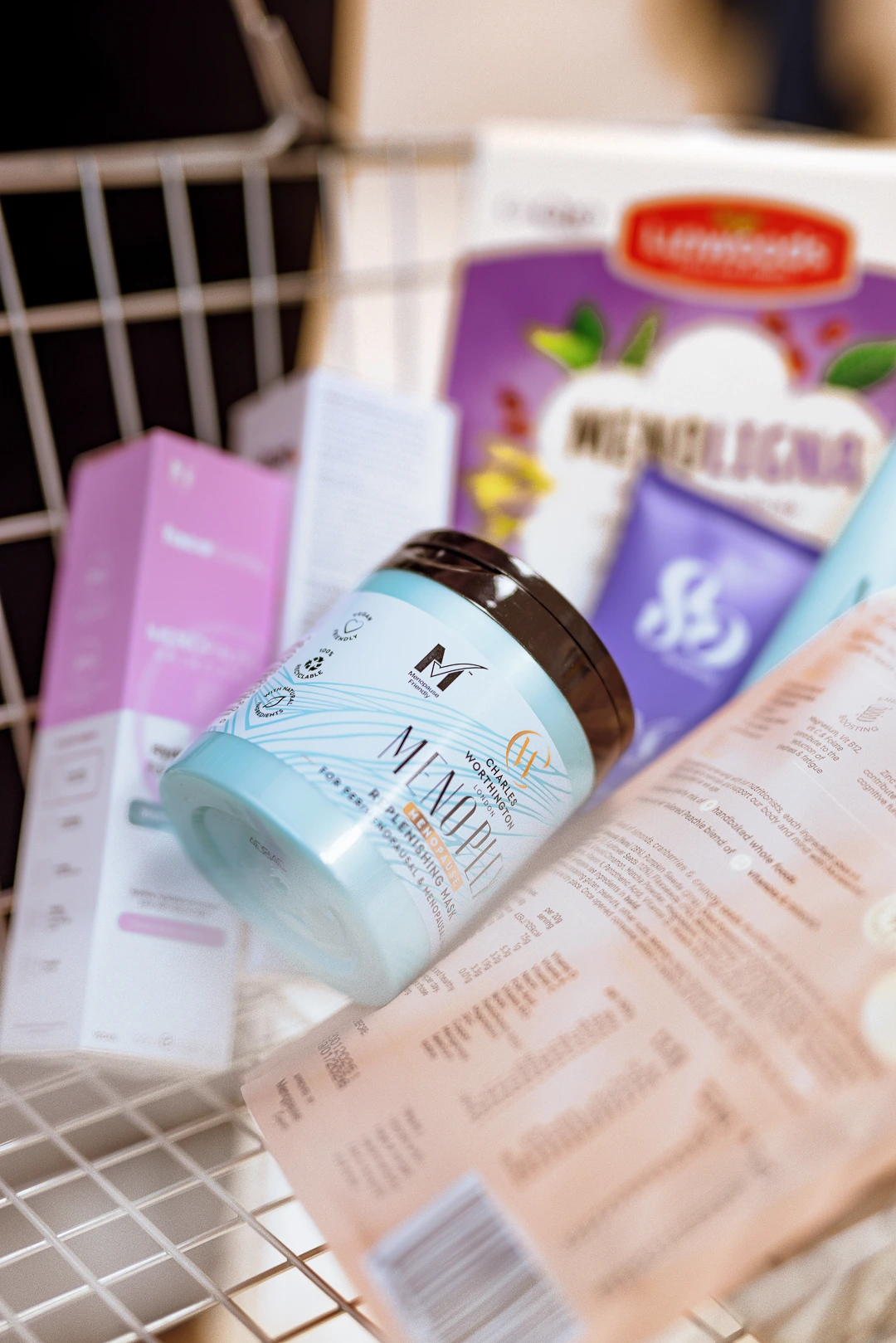 MenoPlex products displaying the MTick menopause-friendly certification